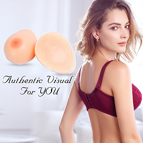 Vollence Strap on Silicone Breast Forms Fake Boobs for Mastectomy  Crossdresser(Nude, Cup FF, 2000g/Pair)