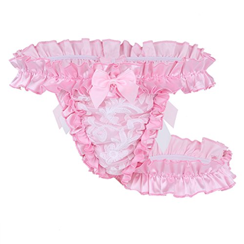 Mens Satin Lingerie Crossdress Panties Sissy Underwear with Garters G-string