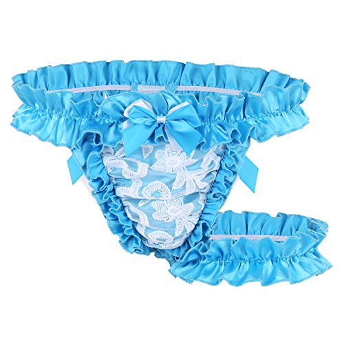 Satin Lace Frilly Ruffle Crossdresser Sissy Maid G-String Panties (Various  Sizes – 2 Colors)