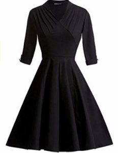 Retro Deep-V Neck Half Sleeve Vintage Swing Dress (Various Colors ...