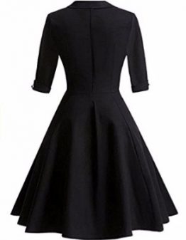 Retro Deep-V Neck Half Sleeve Vintage Swing Dress (Various Colors ...