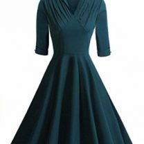 Retro Deep-V Neck Half Sleeve Vintage Swing Dress (Various Colors ...