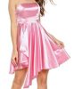 Satin Strapless High Waist Irregular Hem Swing Party Crossdresser Mini Dress