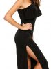 Casual Sleeveless Solid One Shoulder Pullover Evening Split Bodycon Dress