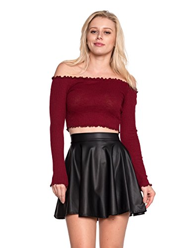 Faux Leather Back Gold Zip Crossdresser Mini Skater Skirt (Black or ...