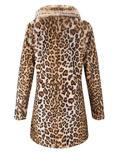 Women’s Fully Lined Long Sleeve Leopard Print Faux Fur Coat ...